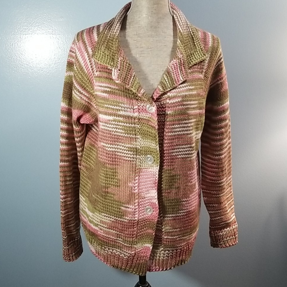 Hand Knit Button Down Collared Cardigan Sweater